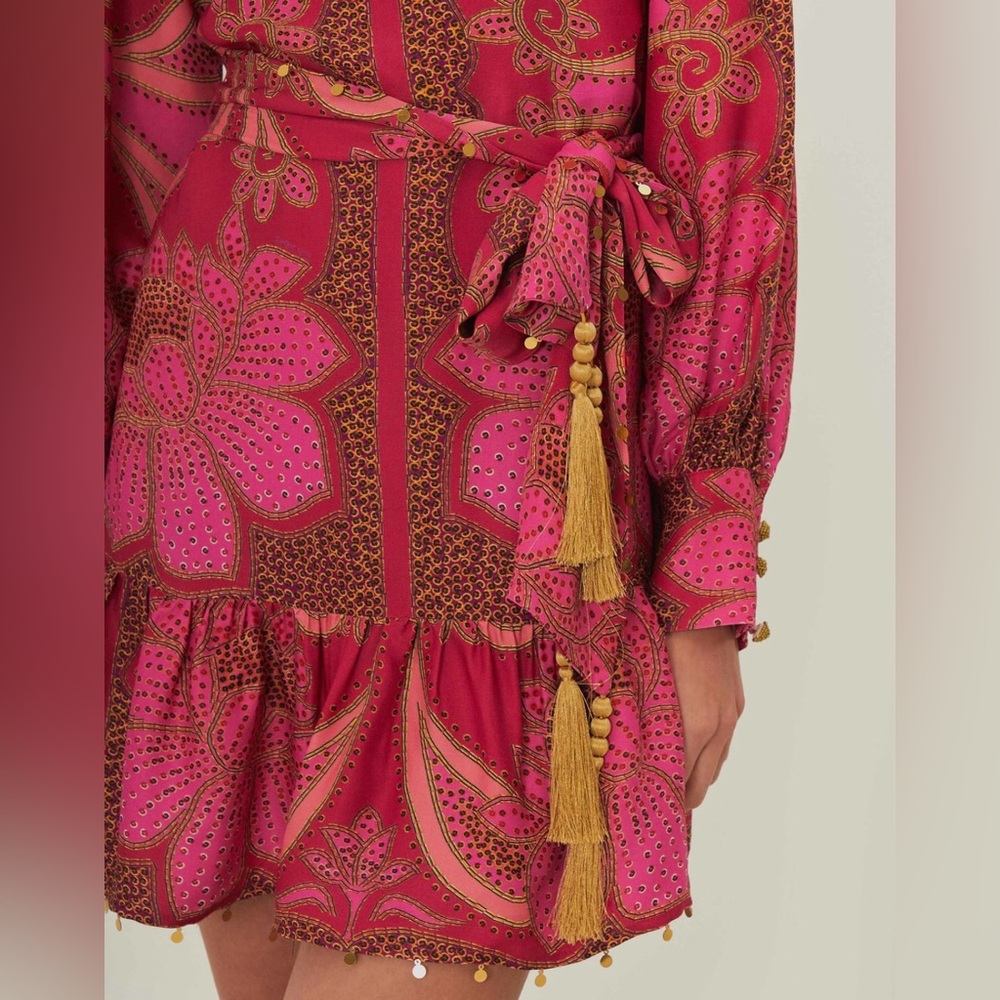 FARM Rio NWT Pink Floral Glam Scarf Lenzing™ Ecovero™ Mini Dress - Picture 2 of 6